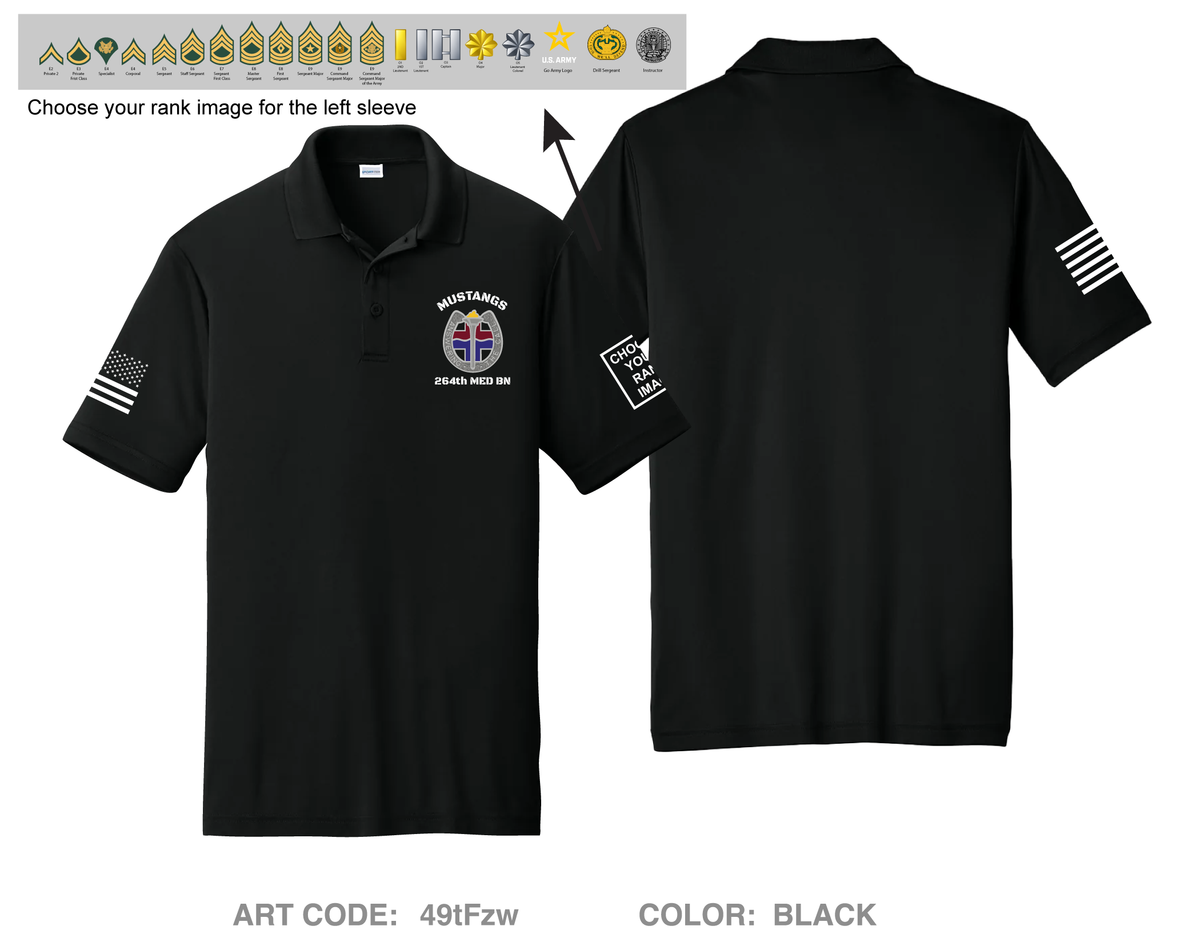 CUSTOM 264th Medical Battalion Hi-Tech Performance Men's SS Polo - 49tFzw