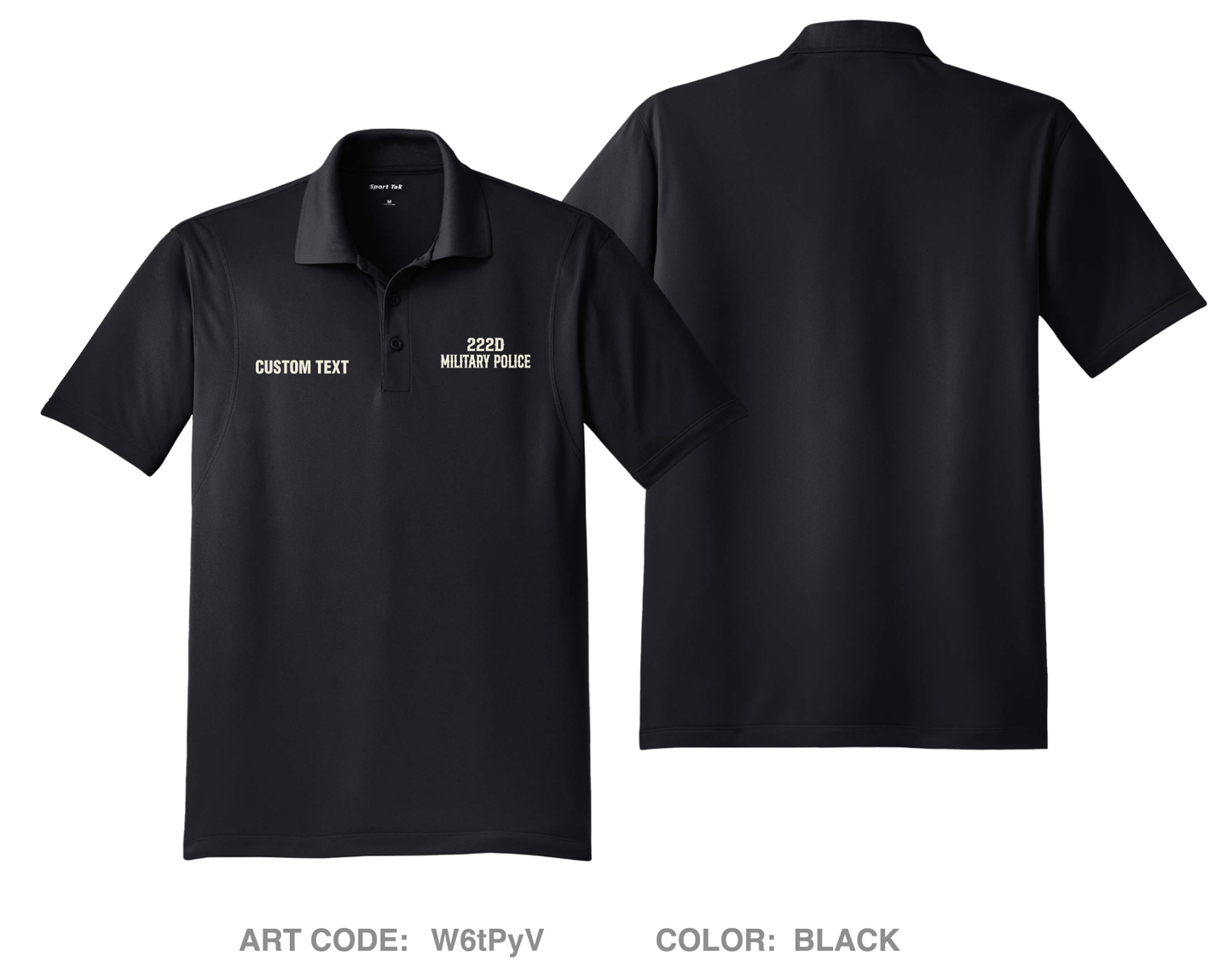 CUSTOM 222 Military Police Company Fundraising Collection Hi-Tech Performance Men's SS Polo - W6tPyV