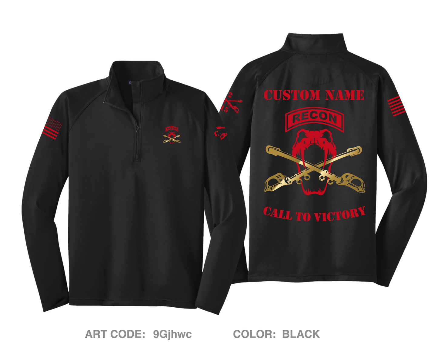 CUSTOM Copperhead Troop 2-15 CAV, 194th Armor Brigade Hi-Tech Performance Quarter-Zip Fleece Jacket - 9Gjhwc