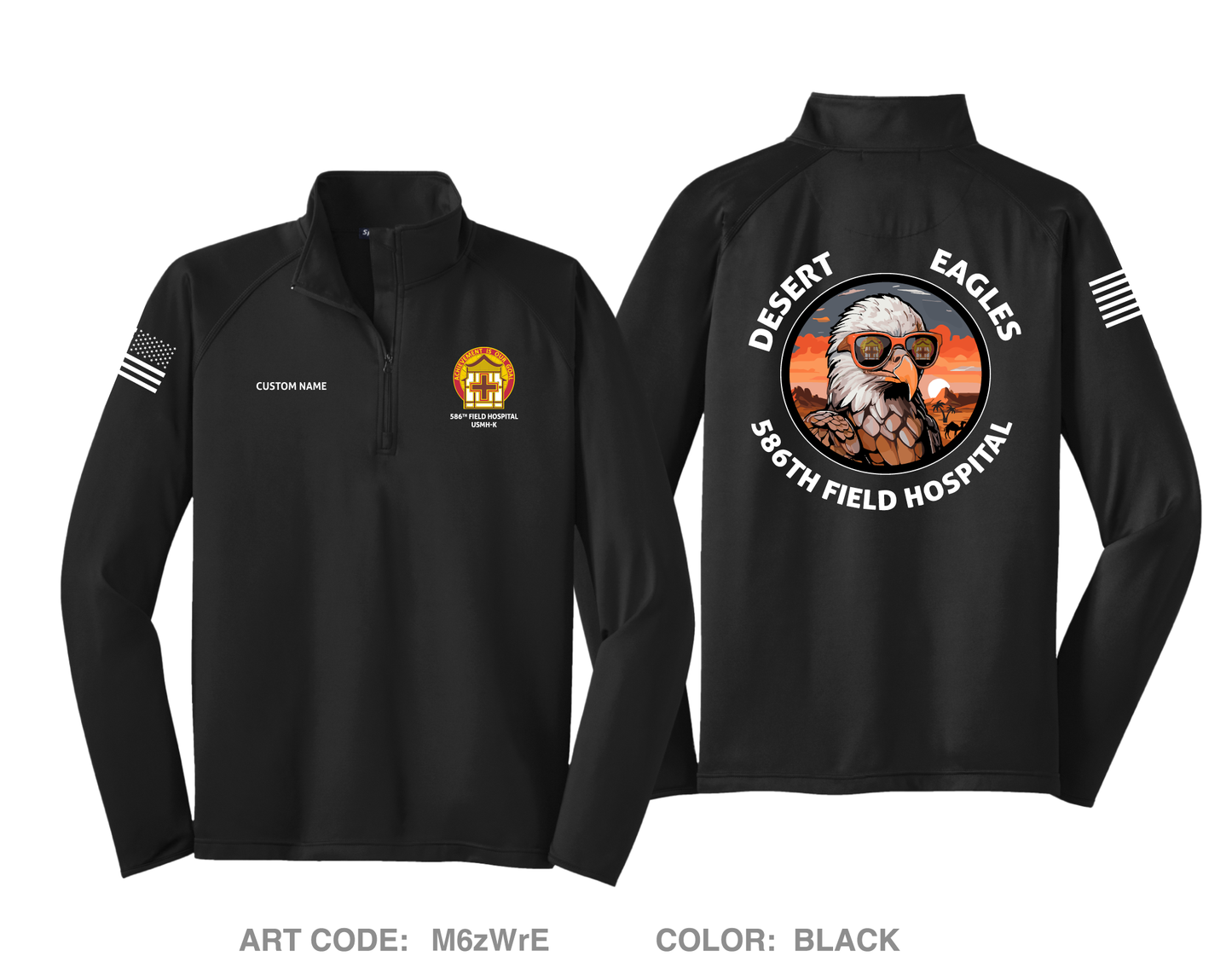 CUSTOM 586th Field Hospital Hi-Tech Performance Quarter-Zip Fleece Jacket - M6zWrE