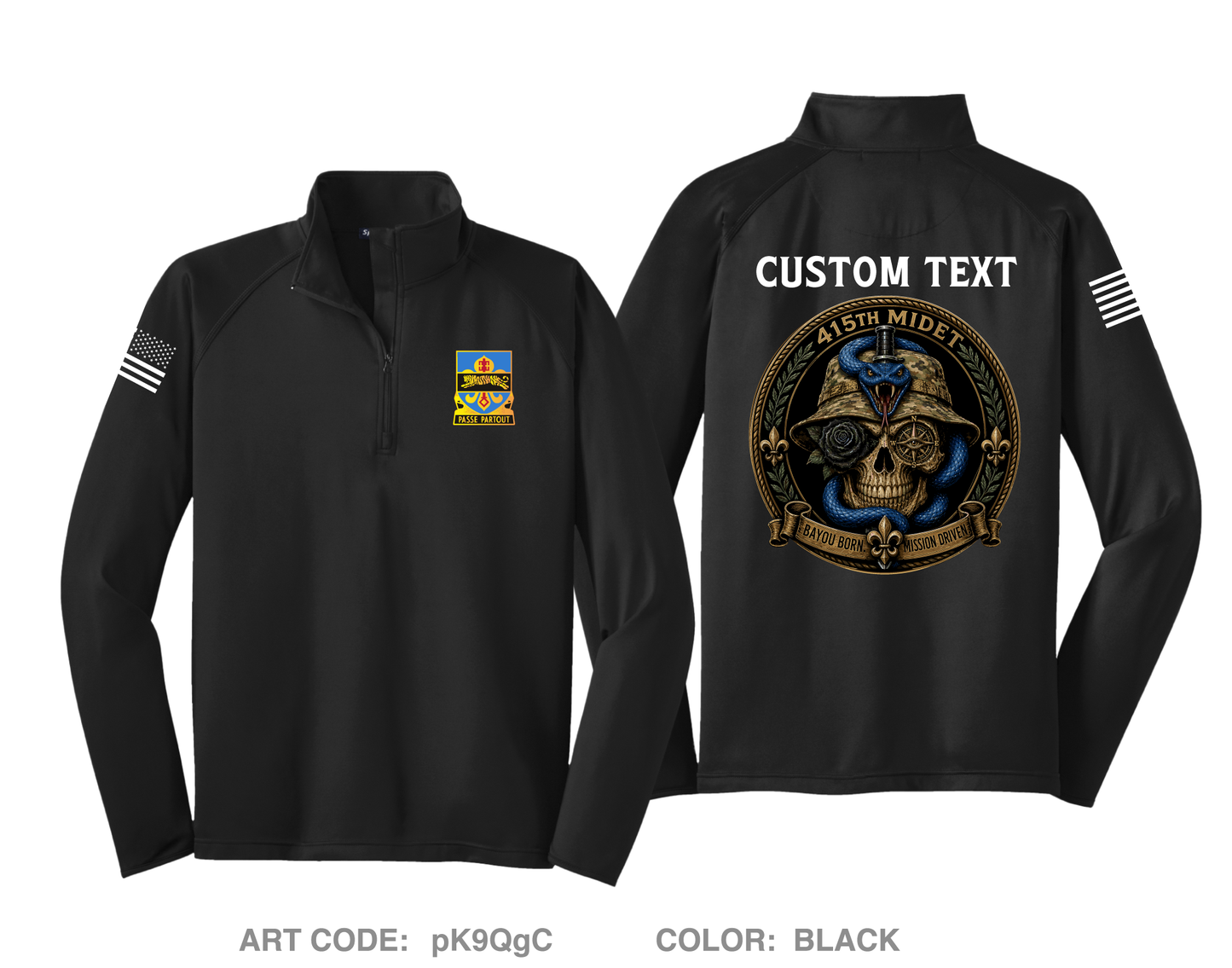 CUSTOM 415th BN MIDET Hi-Tech Performance Quarter-Zip Fleece Jacket - pK9QgC