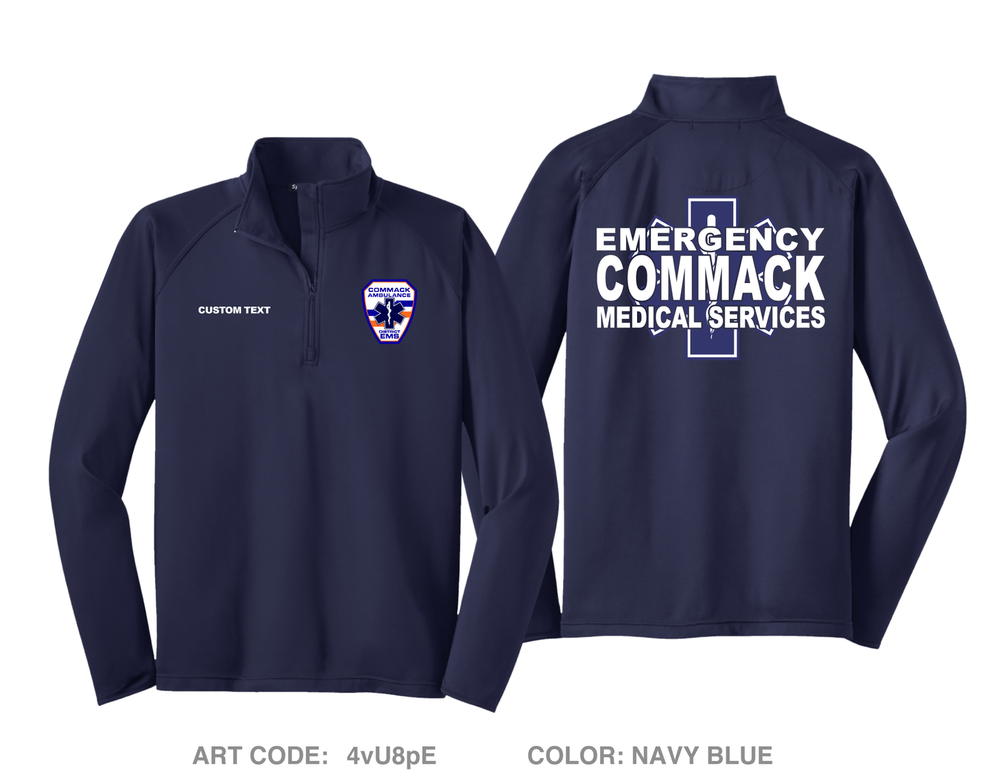 CUSTOM Commack Ambulance Hi-Tech Performance Quarter-Zip Fleece Jacket - 4vU8pE