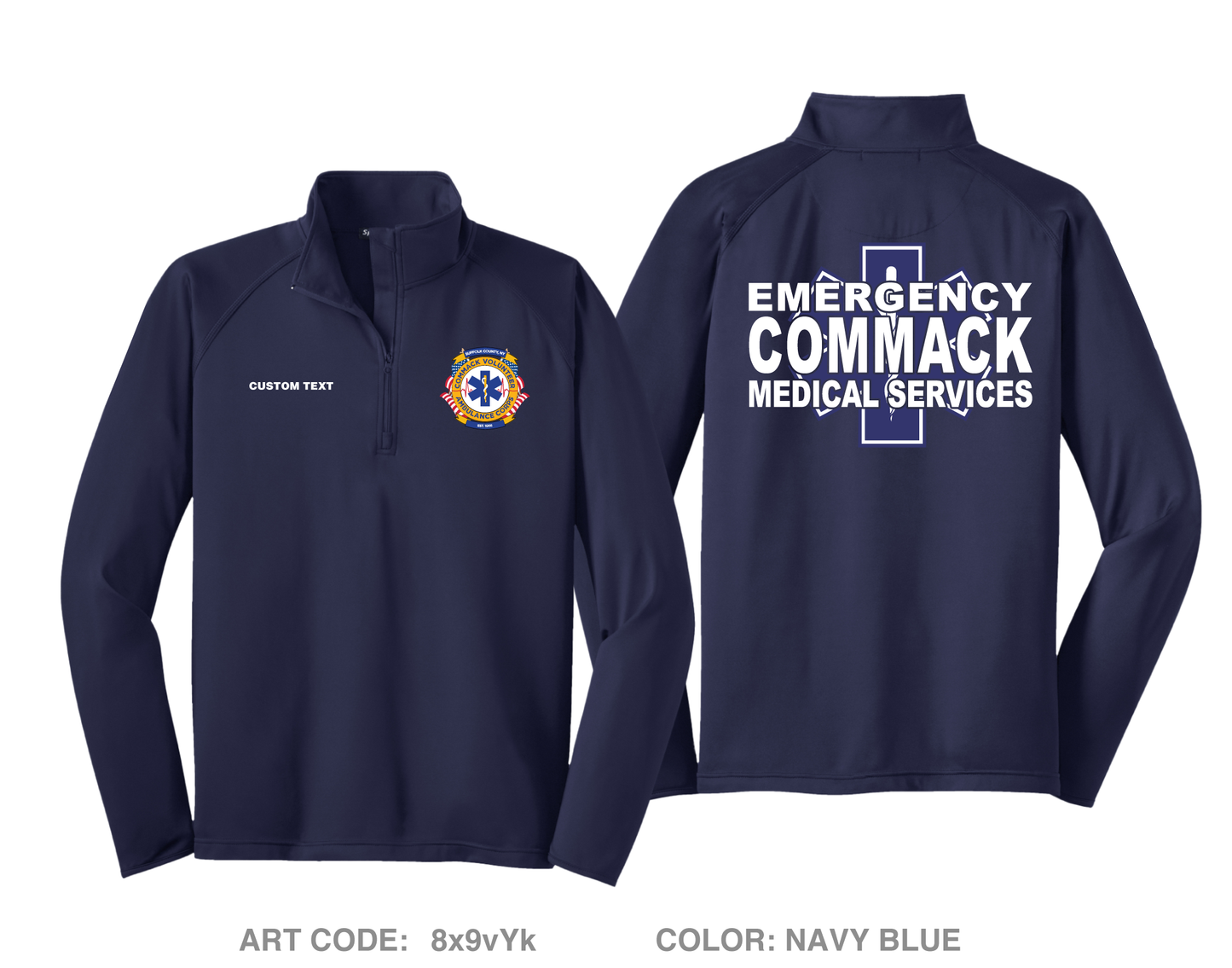 CUSTOM Commack Volunteer Ambulance Hi-Tech Performance Quarter-Zip Fleece Jacket - 8x9vYk