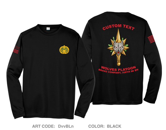 CUSTOM Wolves Platoon, Bravo Company 305th MI BN Hi-Tech Performance Unisex LS Tee - DvvBLn