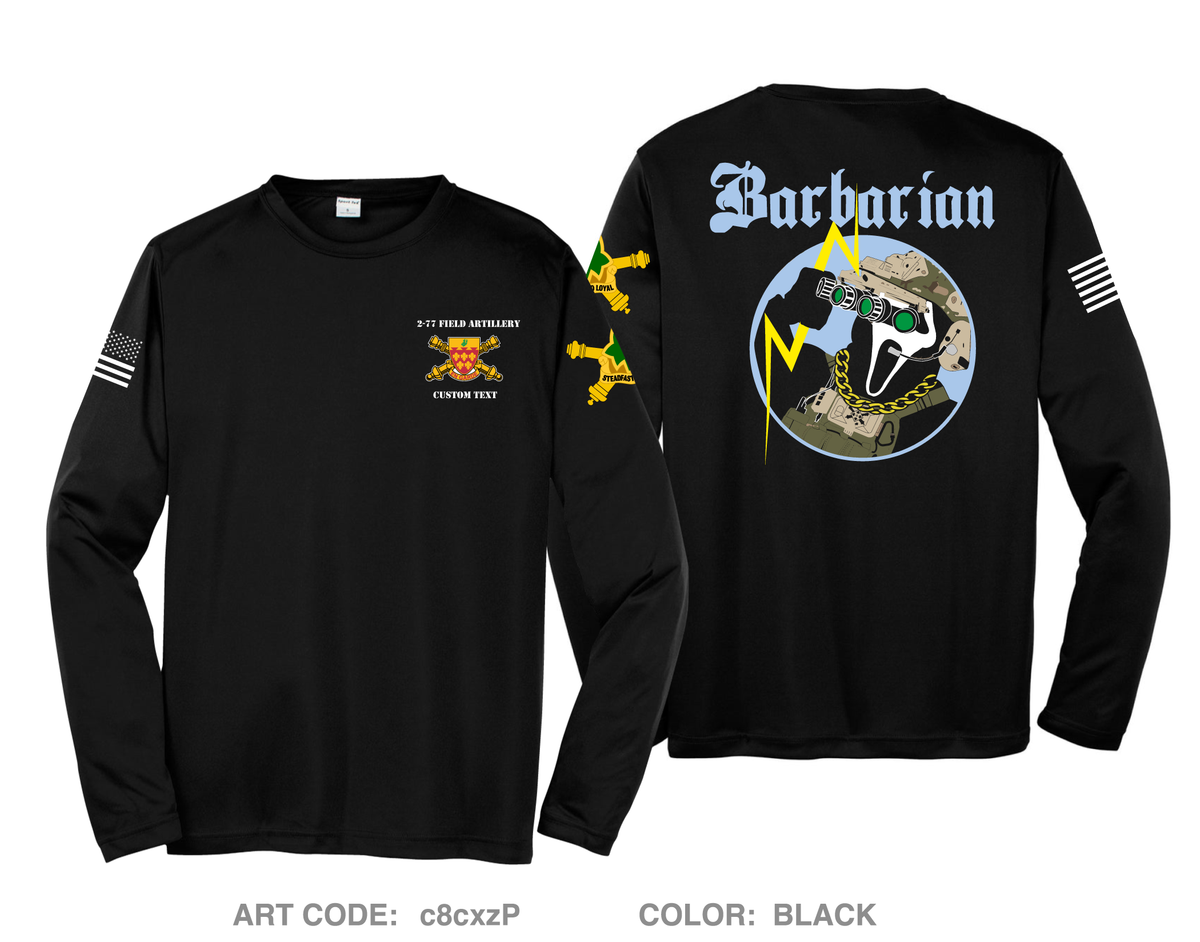 CUSTOM Barbarian/ 2-77 FA Hi-Tech Performance Unisex LS Tee - c8cxzP