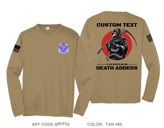 CUSTOM Death Adder Platoon C Co 305th (Students) Hi-Tech Performance Unisex LS Tee - gRFF5y