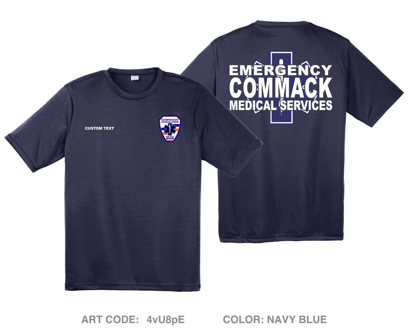 CUSTOM Commack Ambulance Hi-Tech Performance Unisex SS Tee - 4vU8pE