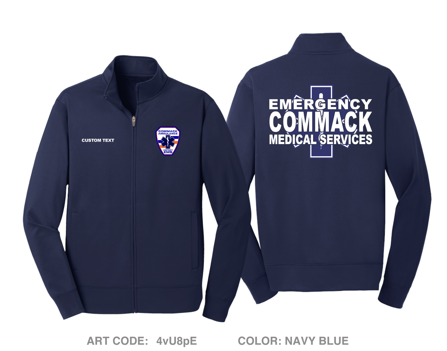 CUSTOM Commack Ambulance Hi-Tech Performance Full-Zip Fleece Jacket - 4vU8pE