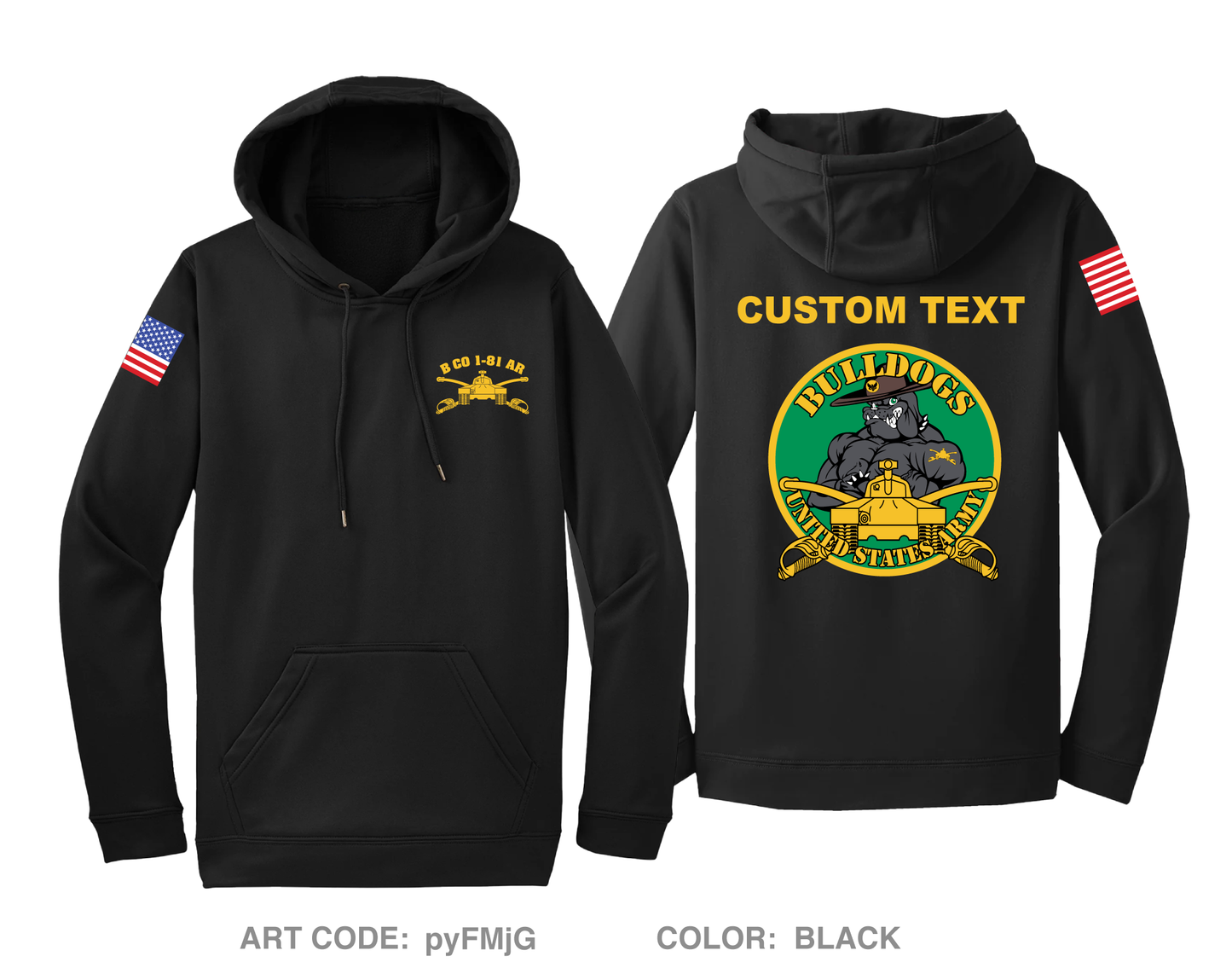 CUSTOM B Co, 1-81 AR BN, 194TH AR BDE Hi-Tech Performance Hoodie - pyFMjG