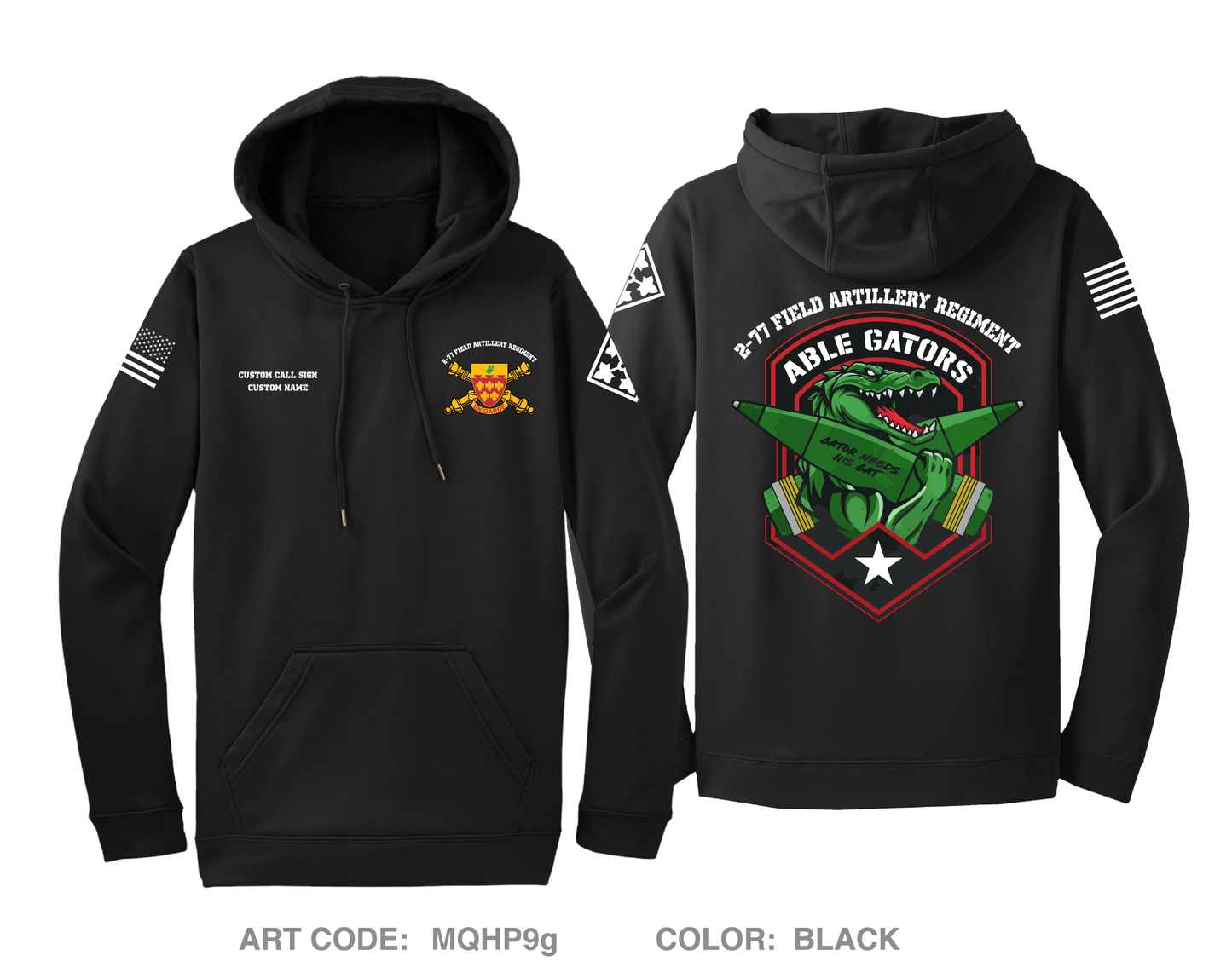 CUSTOM A BTRY 2-77 FA Hi-Tech Performance Hoodie - MQHP9g