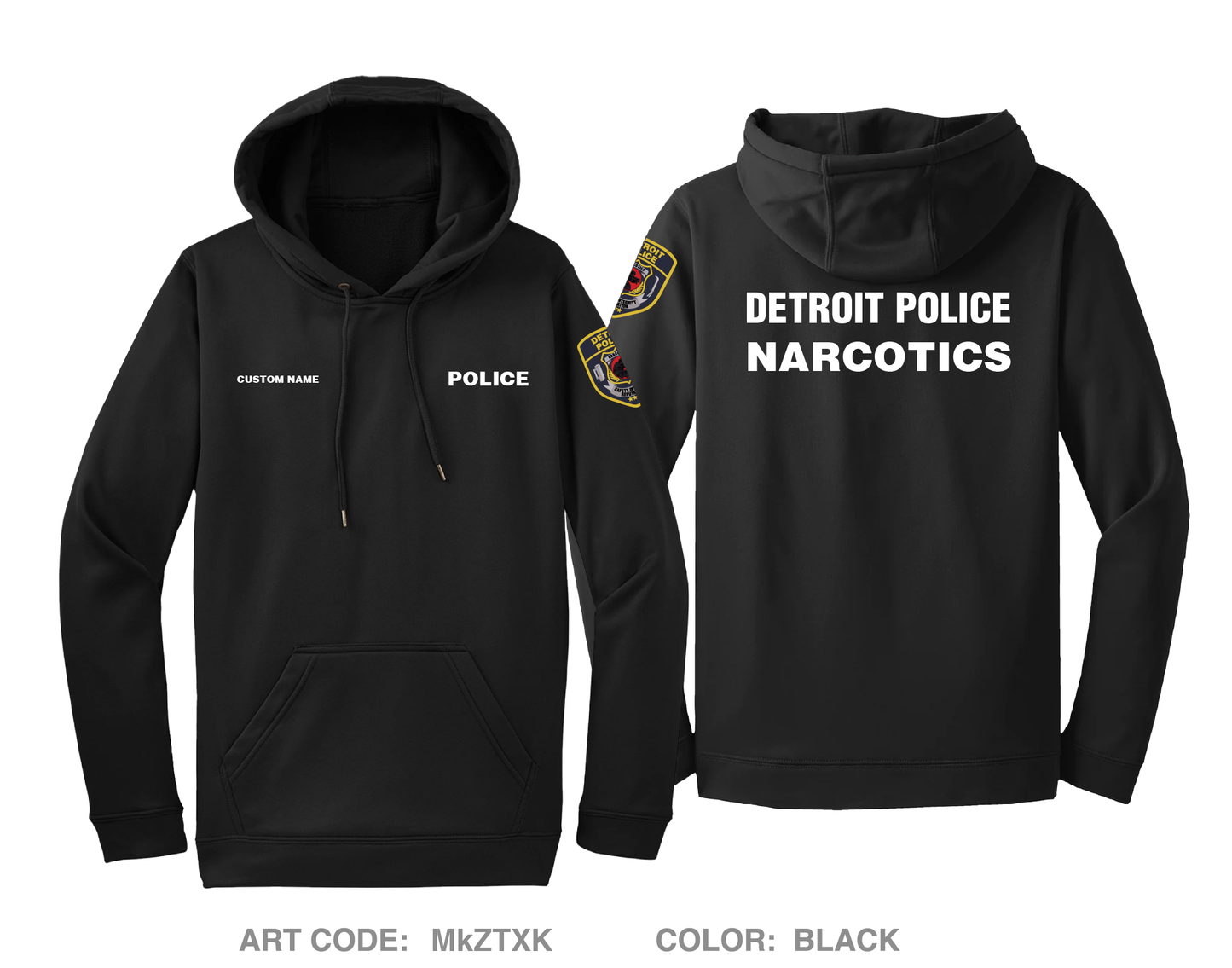 CUSTOM Detroit police narcotics Hi-Tech Performance Hoodie - MkZTXK