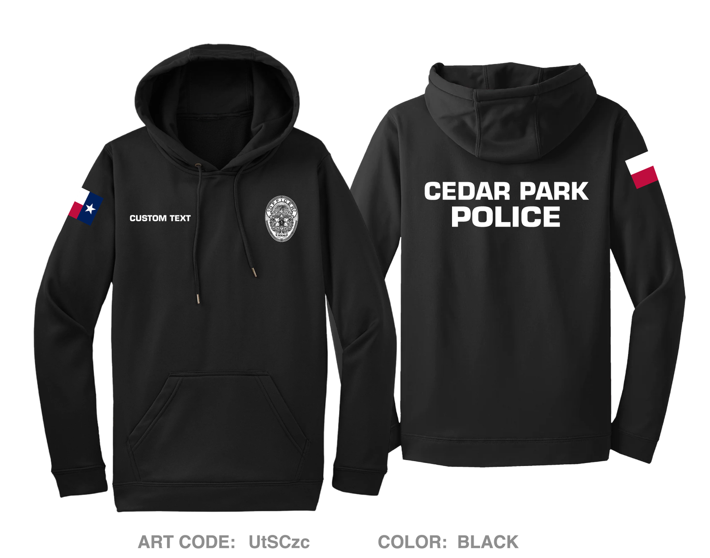 CUSTOM Cedar Park Police Department Hi-Tech Performance Hoodie - UtSCzc