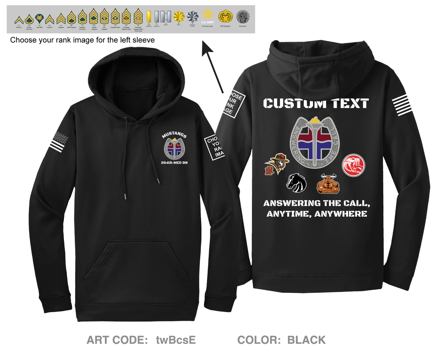 CUSTOM 264th Medical Battalion Hi-Tech Performance Hoodie - twBcsE