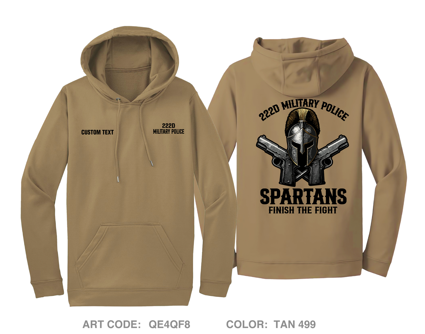 CUSTOM 222 Military Police Company Fundraising Collection Hi-Tech Performance Hoodie - QE4QF8