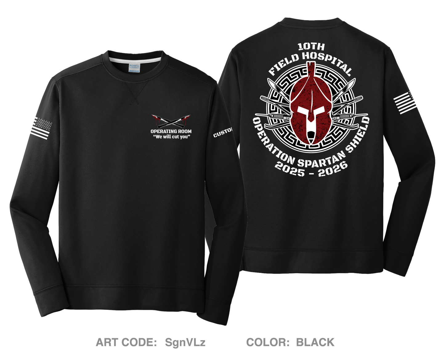 CUSTOM 10th Field Hospital HI-Tech Performance Crewneck Sweatshirt - SgnVLz