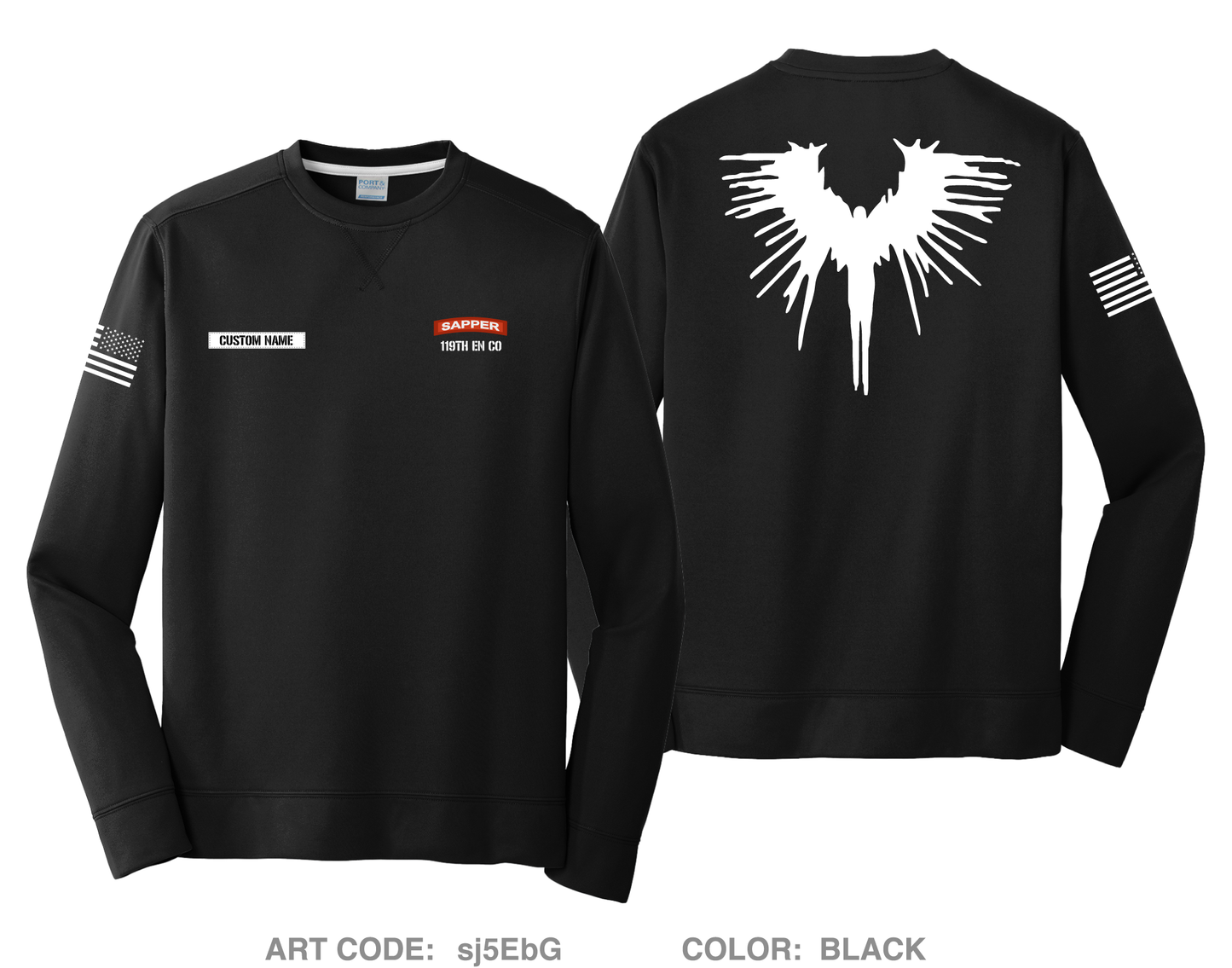 CUSTOM 119 Engineer Company (SAPPER) Fundraising Collection HI-Tech Performance Crewneck Sweatshirt - sj5EbG