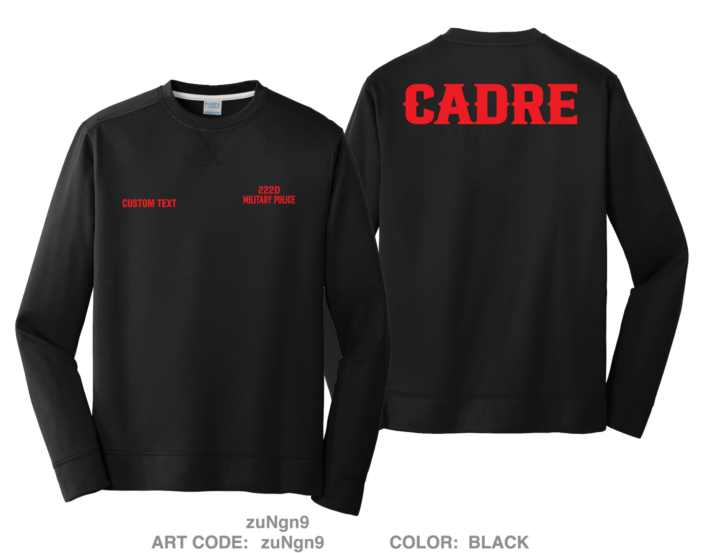 CUSTOM 222 Military Police Company Fundraising Collection HI-Tech Performance Crewneck Sweatshirt - zuNgn9