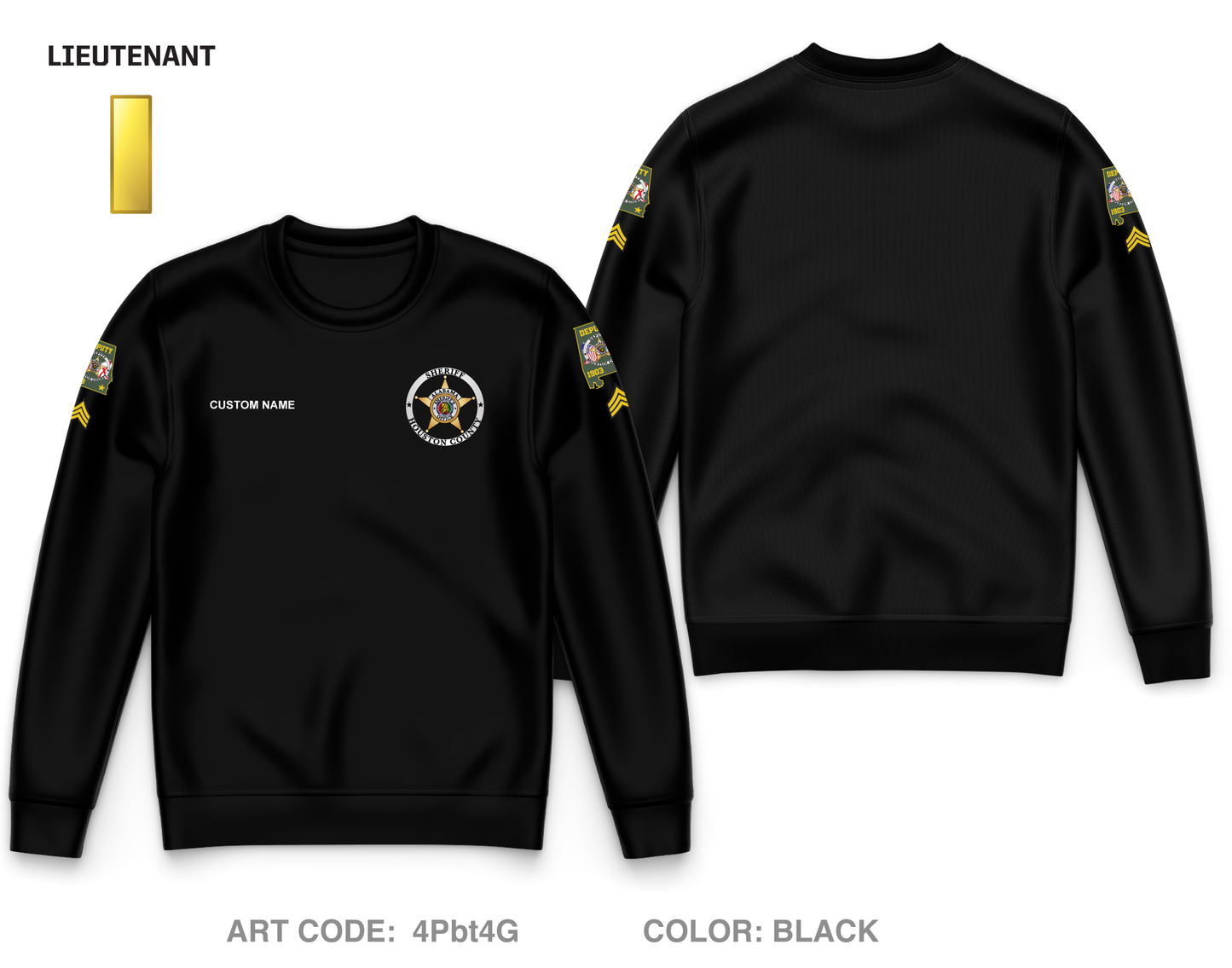 CUSTOM Houston County Sheriffs Department Core Men's Crewneck Performance Sweatshirt - 4Pbt4G_LIEUT