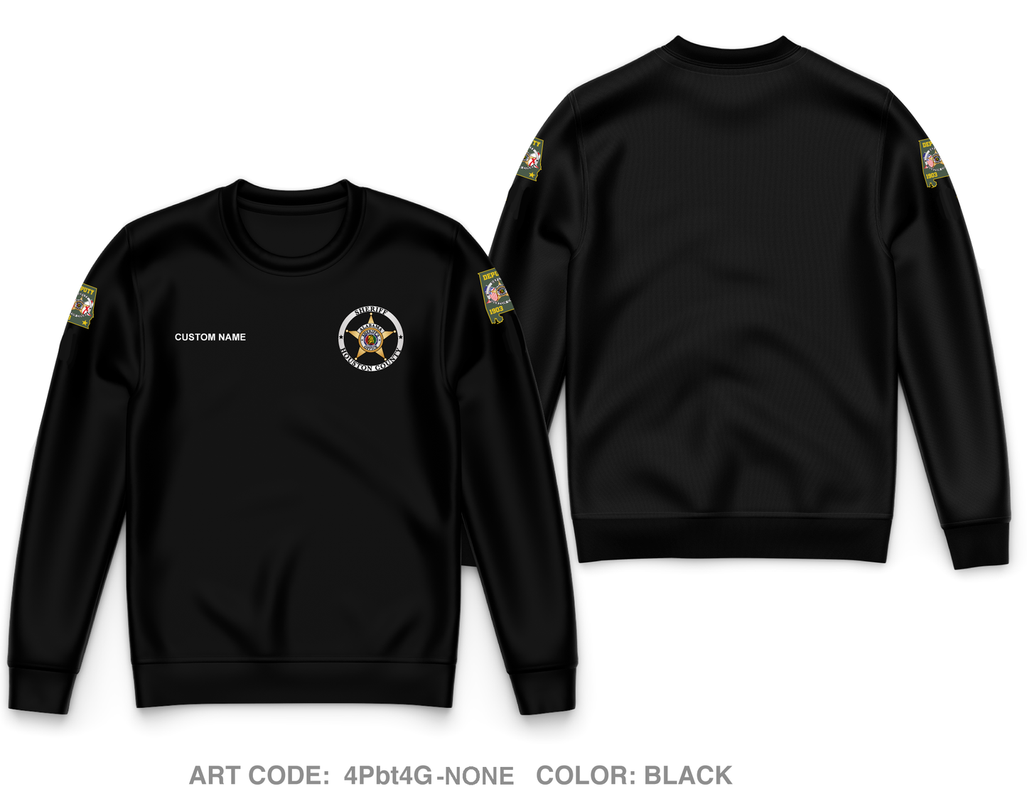 CUSTOM Houston County Sheriffs Department Core Men's Crewneck Performance Sweatshirt - 4Pbt4G_NONE