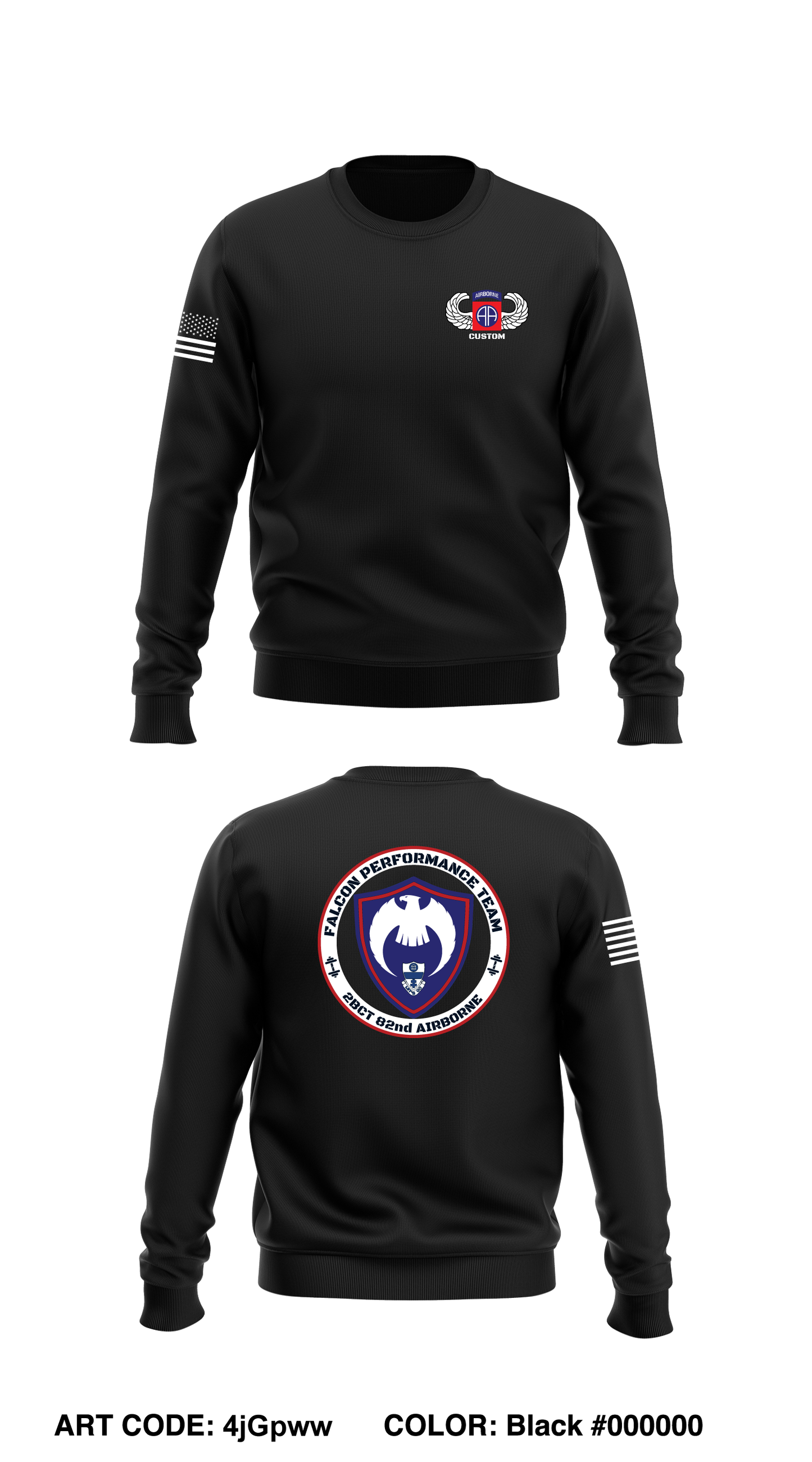 CUSTOM Falcon team 2bct 82nd airborne  Store 1 Core Men's Crewneck Performance Sweatshirt - 4jGpww