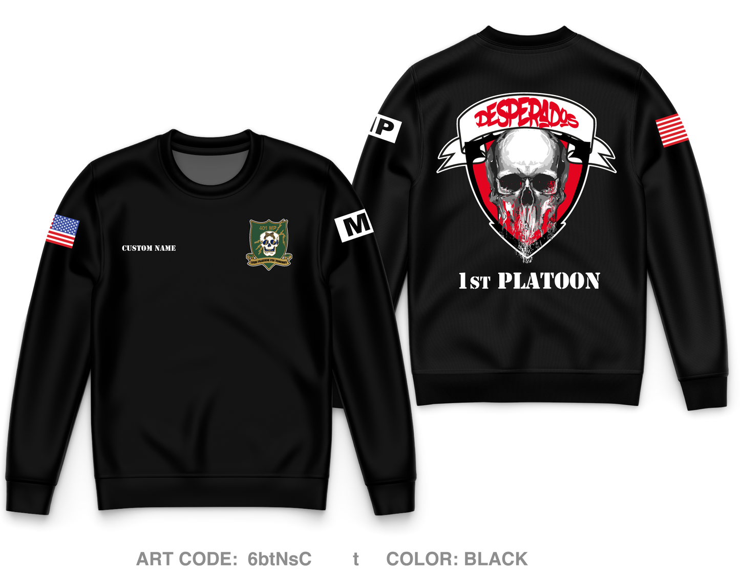 CUSTOM 401st Military Police Company Core Men's Crewneck Performance Sweatshirt - 6btNsC