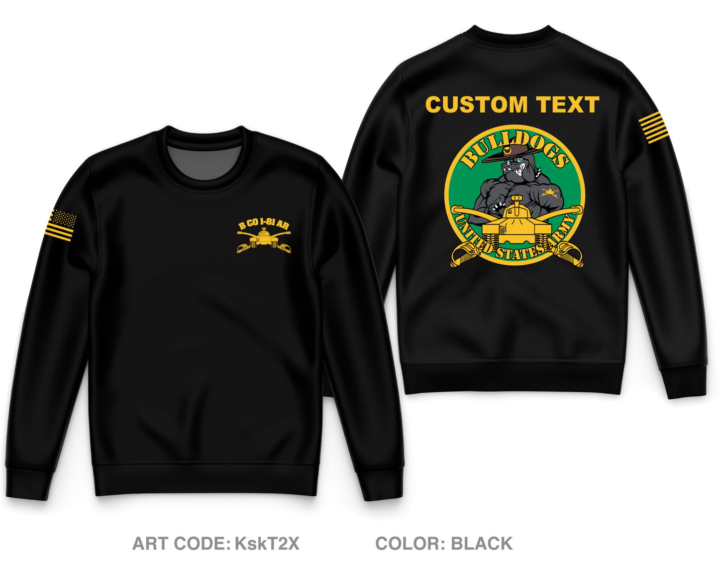 CUSTOM B Co, 1-81 AR BN, 194TH AR BDE Core Men's Crewneck Performance Sweatshirt - KskT2X