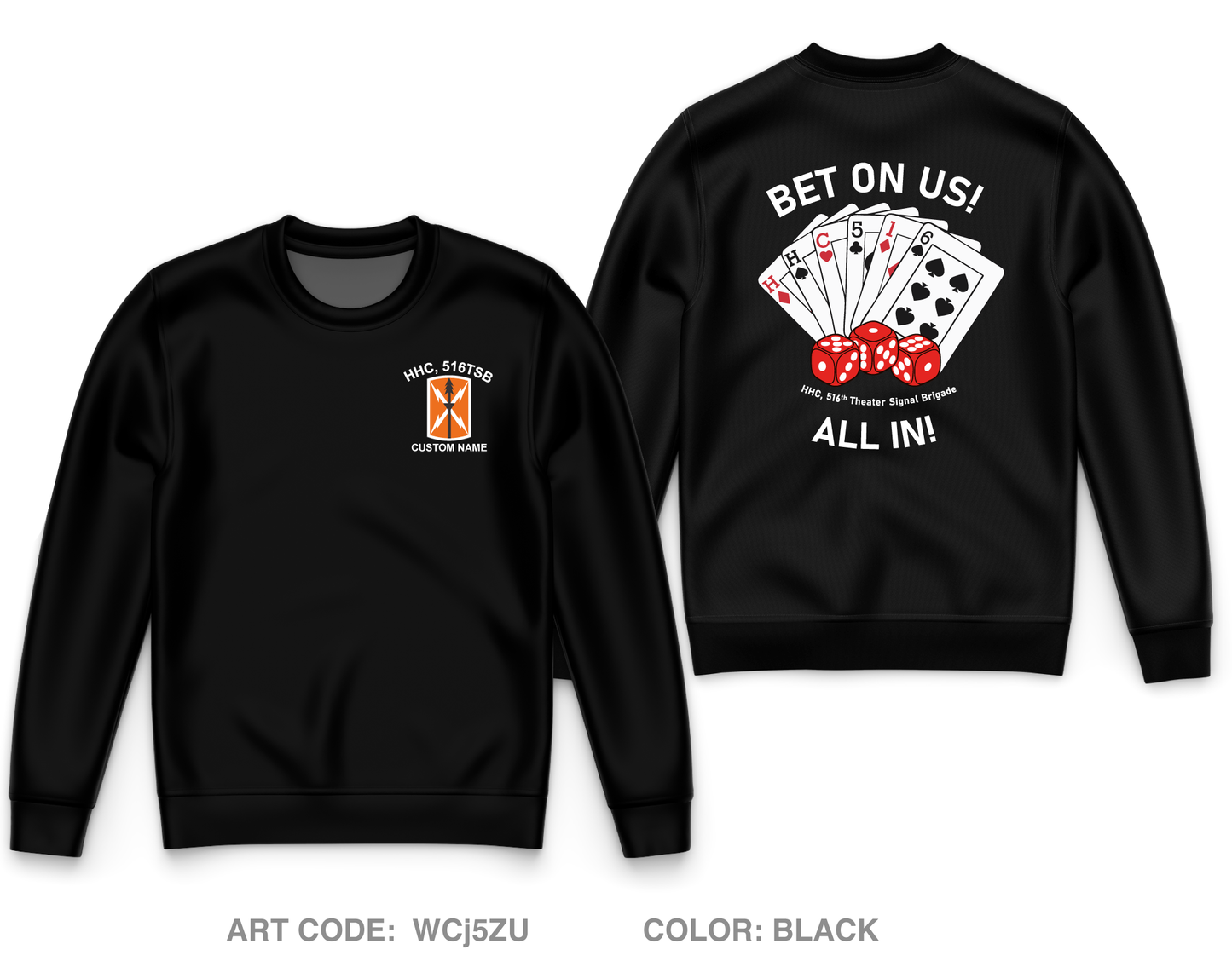 CUSTOM HHC, 516th Theater Signal Brigade Core Men's Crewneck Performance Sweatshirt - WCj5ZU