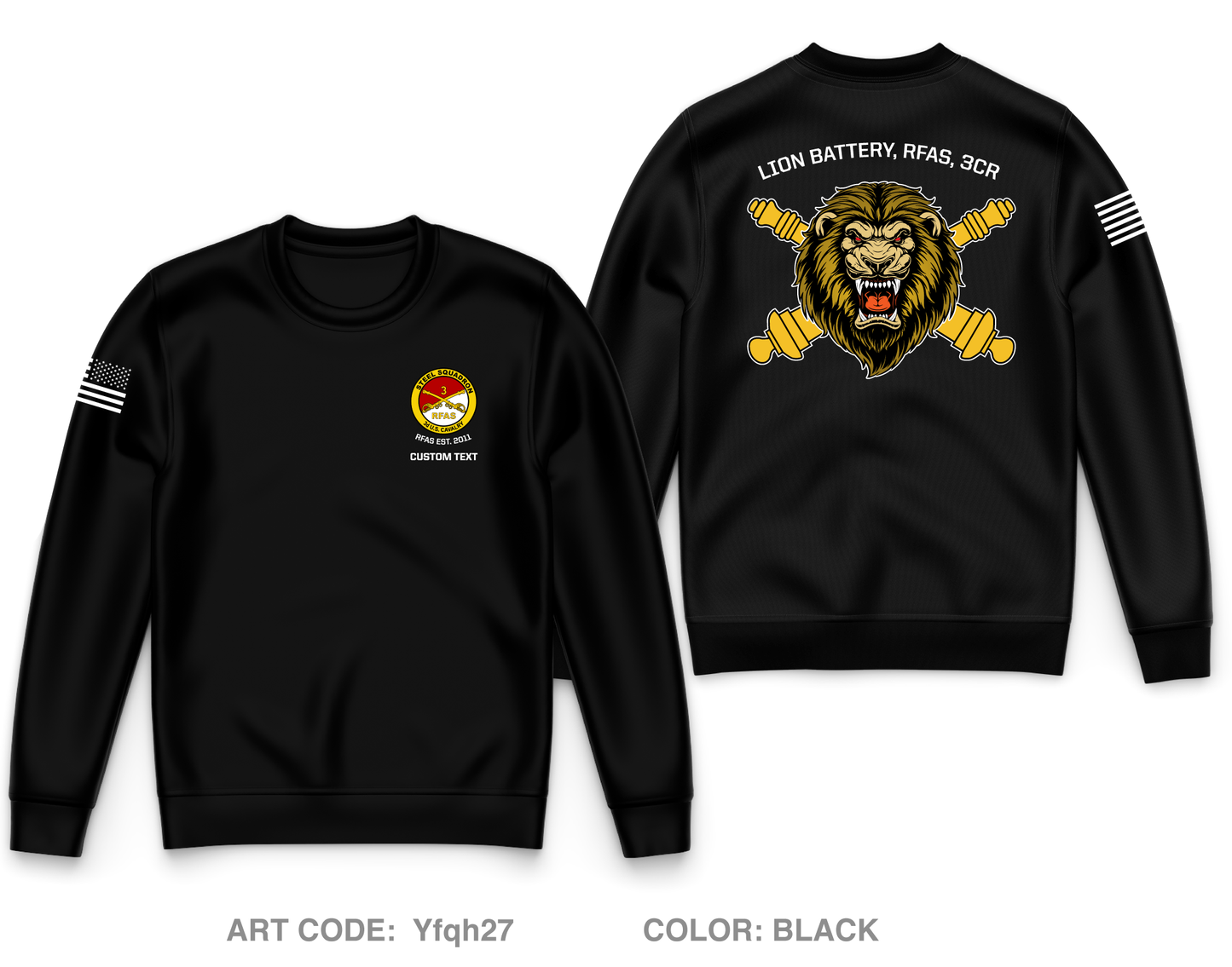 CUSTOM Lion Battery, RFAS, 3CR Core Men's Crewneck Performance Sweatshirt - Yfqh27