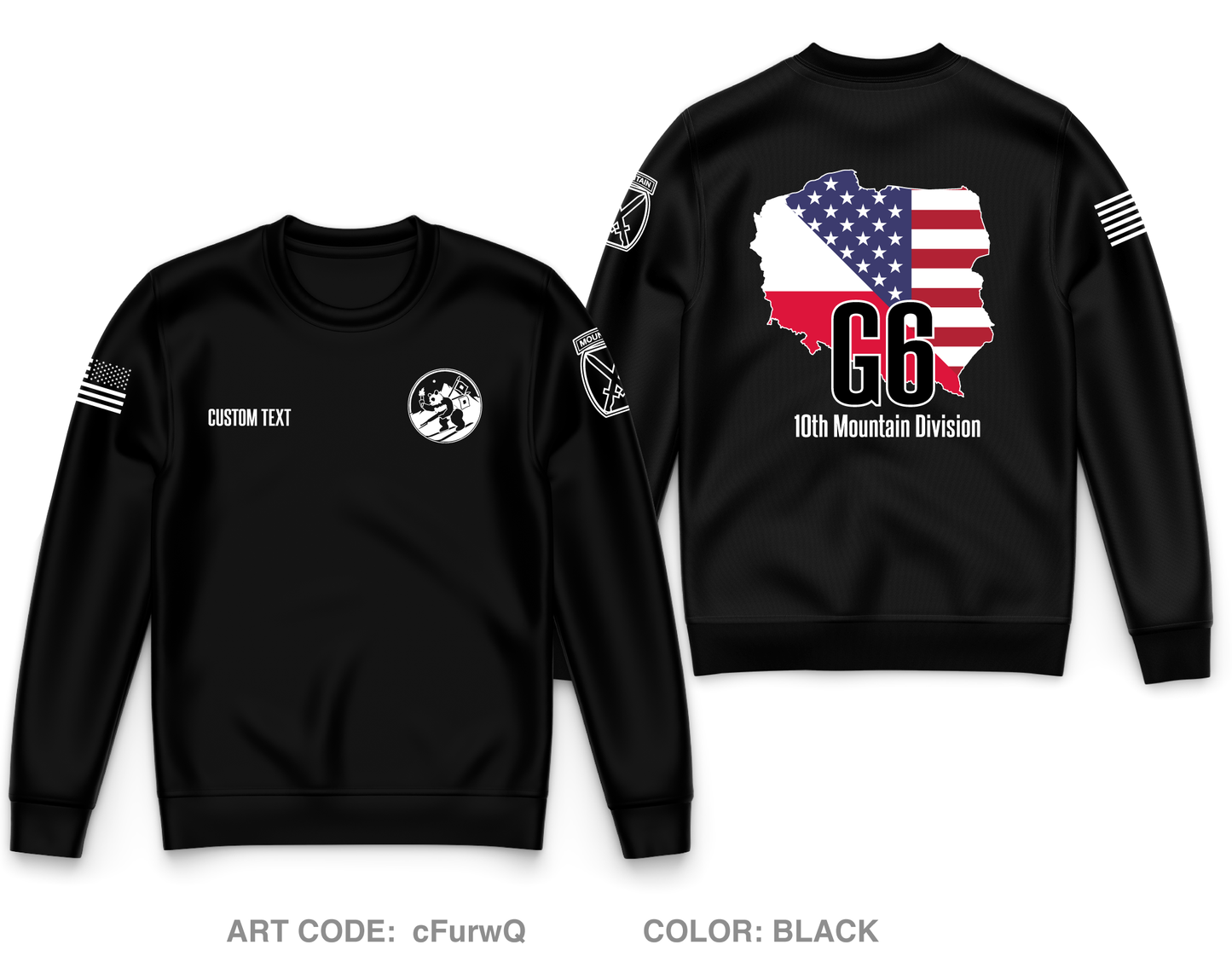 Custom G6, HHBN, 10th Mountain Division Core Men's Crewneck Performance Sweatshirt - cFurwQ