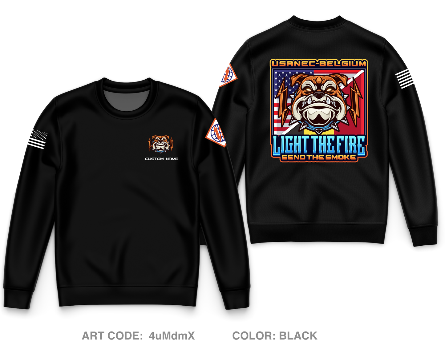 Custom USANEC-Belgium Core Men's Crewneck Performance Sweatshirt - 4uMdmX