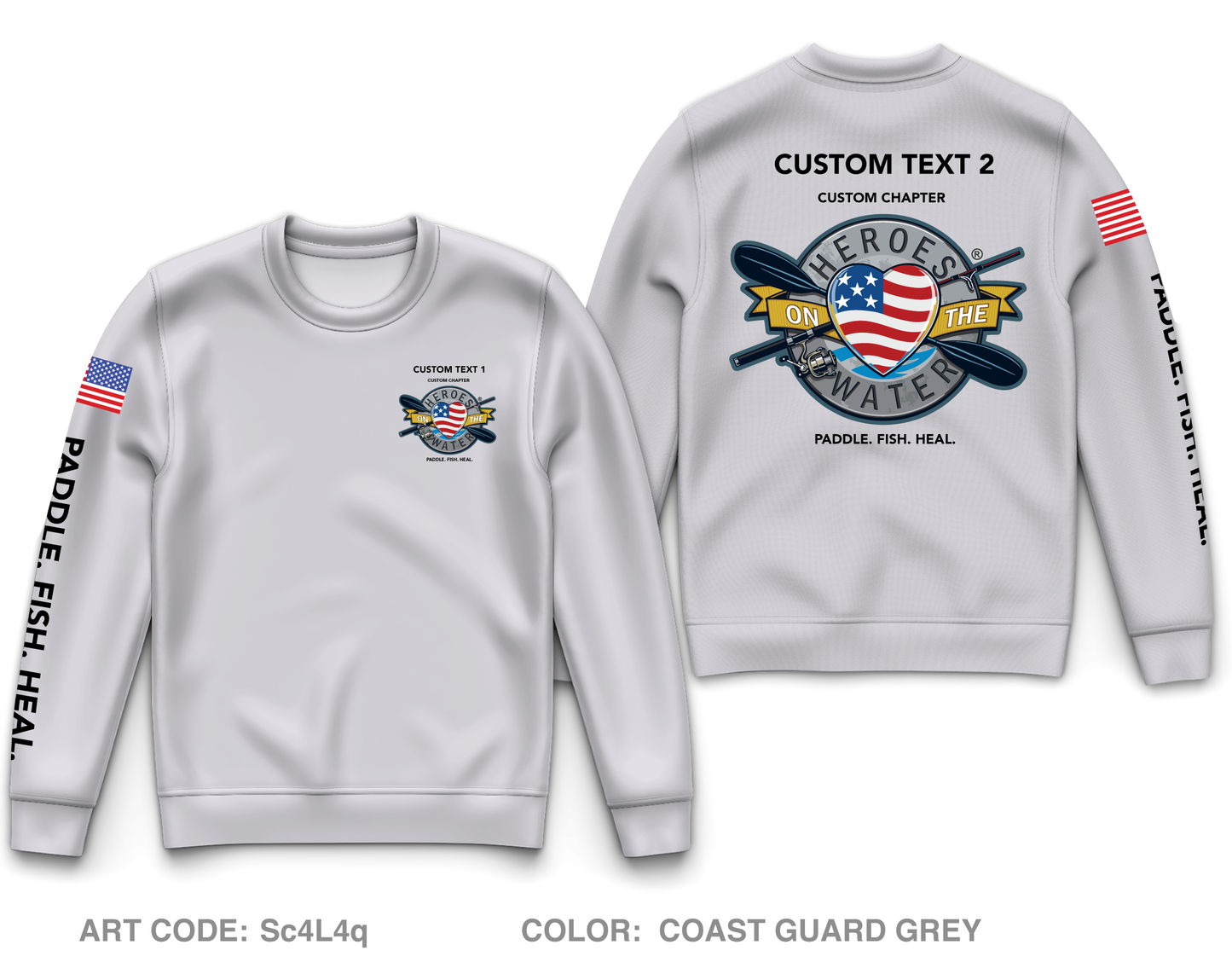 CUSTOM Heroes on the Water National Core Men's Crewneck Performance Sweatshirt
