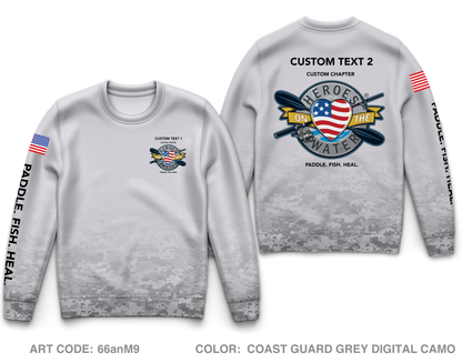 CUSTOM Heroes on the Water National Core Men's Crewneck Performance Sweatshirt - Digital Camo