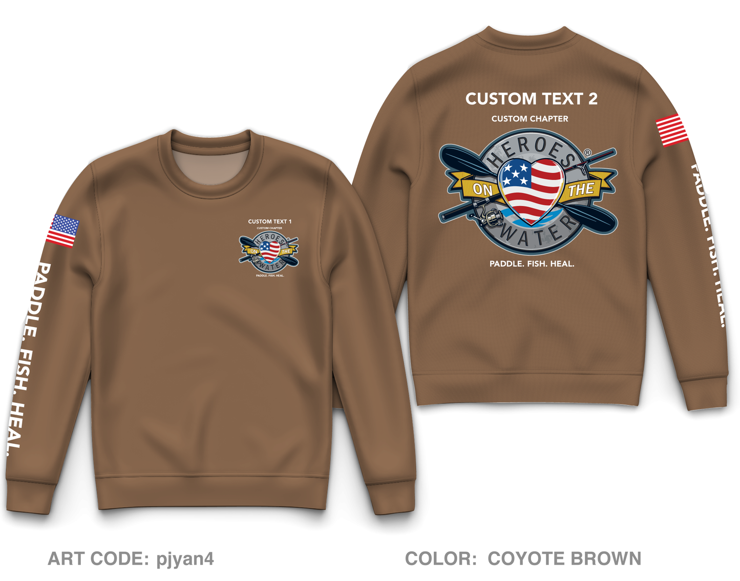 CUSTOM Heroes on the Water National Core Men's Crewneck Performance Sweatshirt