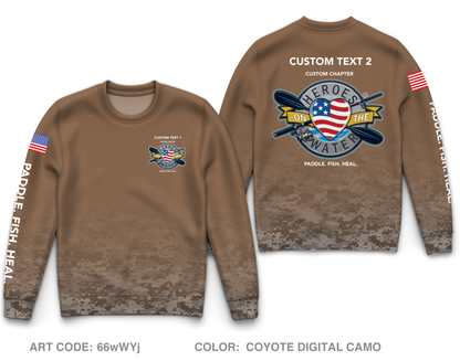 CUSTOM Heroes on the Water National Core Men's Crewneck Performance Sweatshirt - Digital Camo