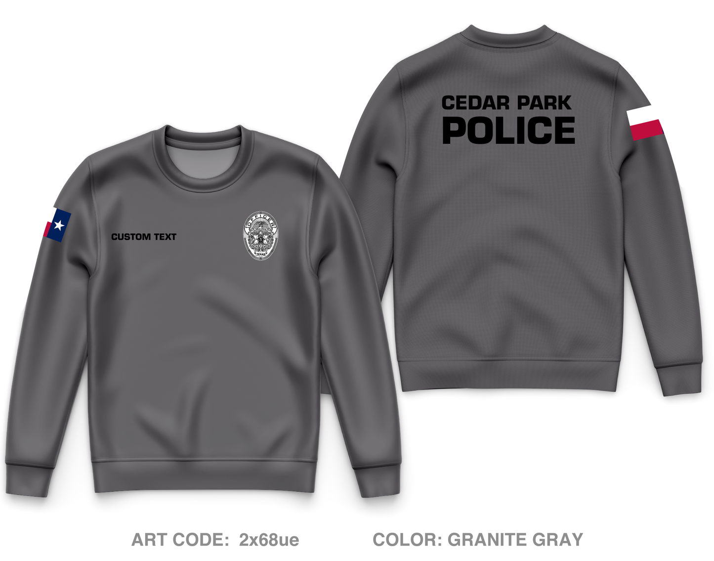 CUSTOM Cedar Park Police Department Core Men's Crewneck Performance Sweatshirt - 2x68ue