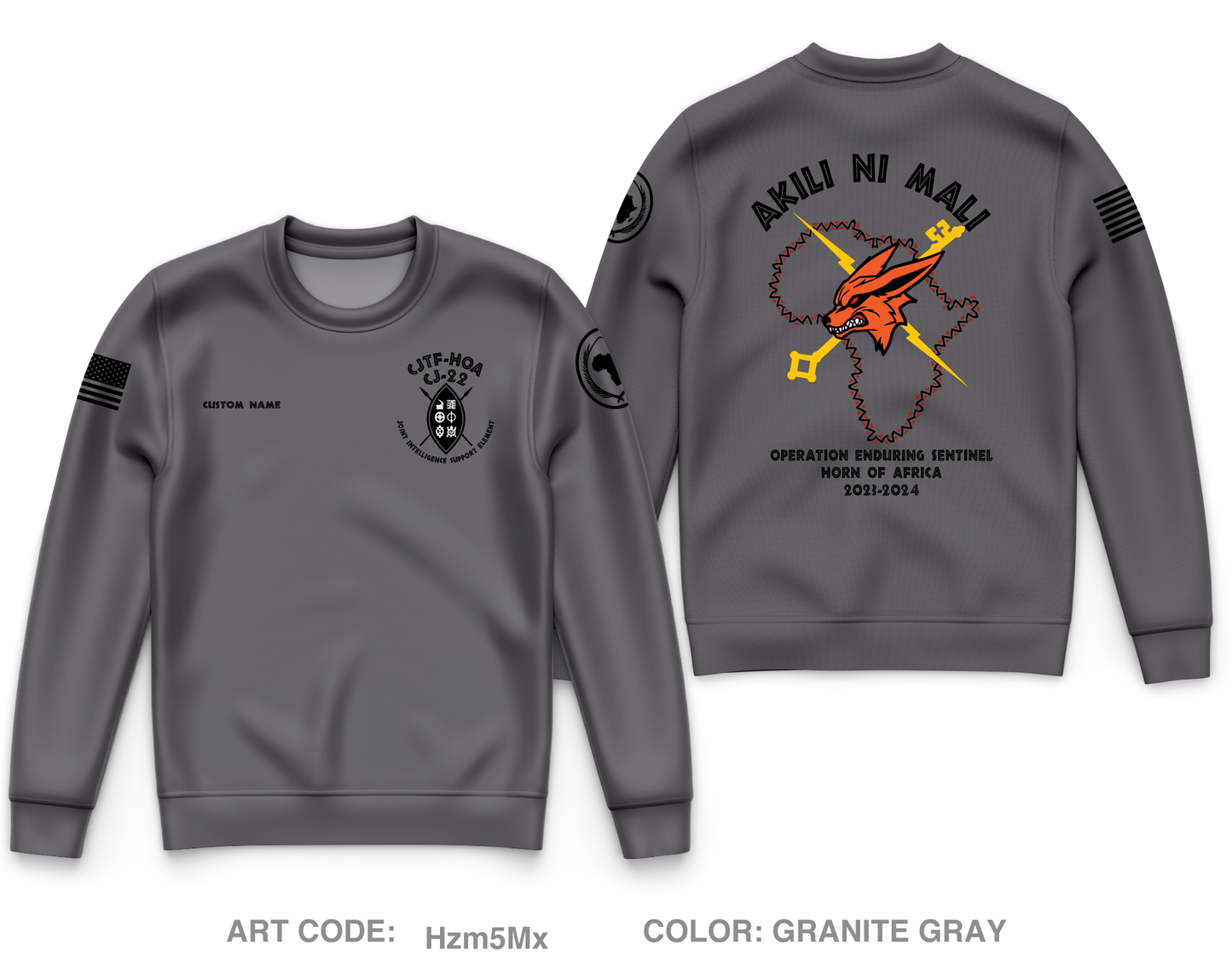 Custom Joint Intelligence Support Element, CJ-22, CJTF-HOA Core Men's Crewneck Performance Sweatshirt - Hzm5Mx