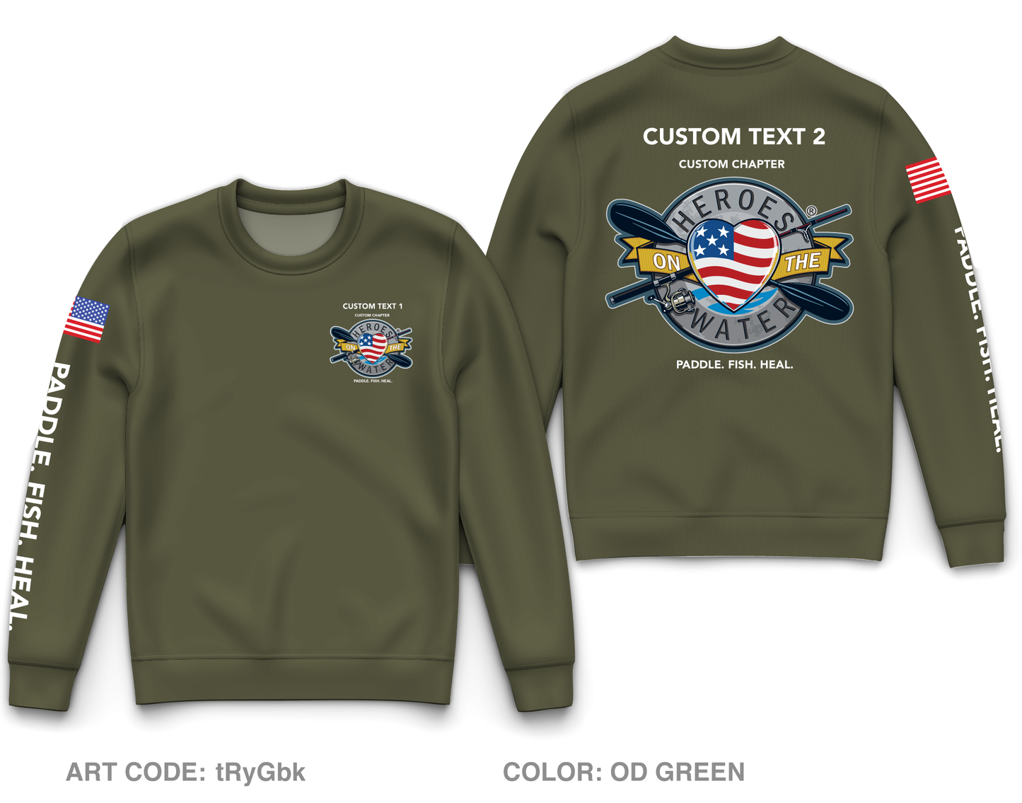 CUSTOM Heroes on the Water National Core Men's Crewneck Performance Sweatshirt