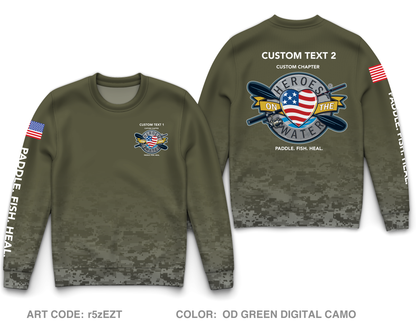 CUSTOM Heroes on the Water National Core Men's Crewneck Performance Sweatshirt - Digital Camo