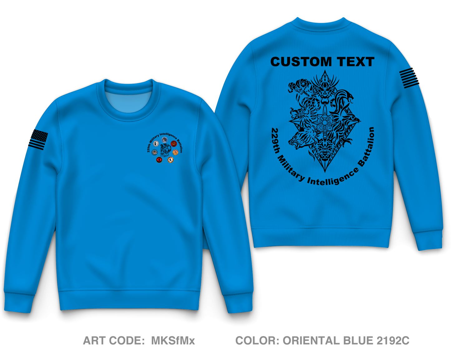 CUSTOM 229th Military Intelligence Battalion Core Men's Crewneck Performance Sweatshirt - MKSfMx