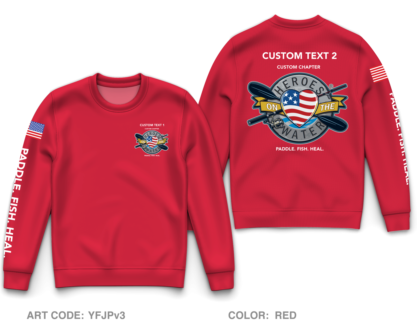 CUSTOM Heroes on the Water National Core Men's Crewneck Performance Sweatshirt
