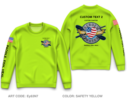 CUSTOM Heroes on the Water National Core Men's Crewneck Performance Sweatshirt - Neon