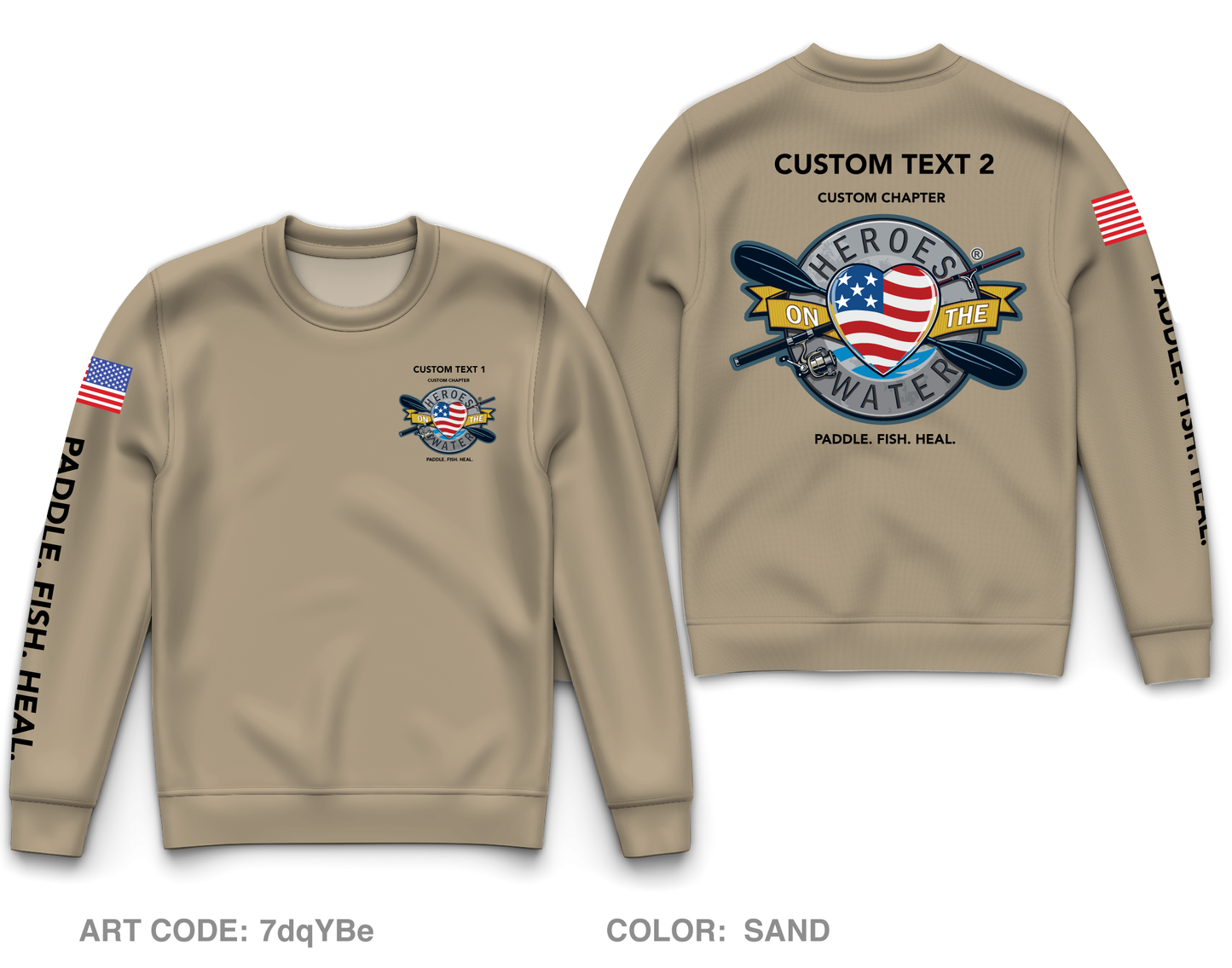 CUSTOM Heroes on the Water National Core Men's Crewneck Performance Sweatshirt