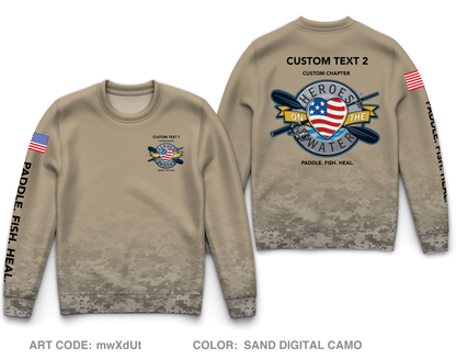 CUSTOM Heroes on the Water National Core Men's Crewneck Performance Sweatshirt - Digital Camo