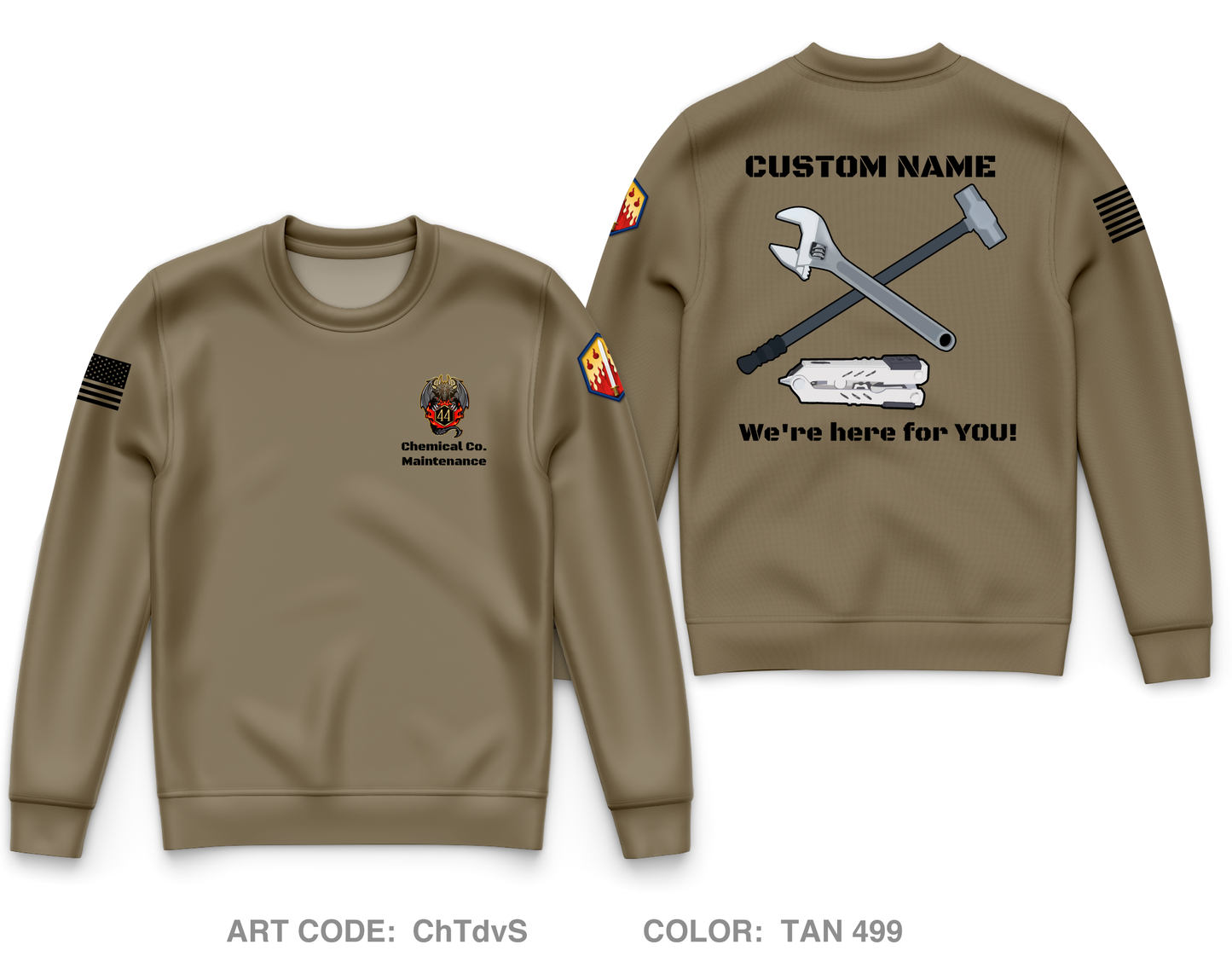 Custom 44 CM Co, 22nd CM BN, Maintenance Core Men's Crewneck Performance Sweatshirt - ChTdvS