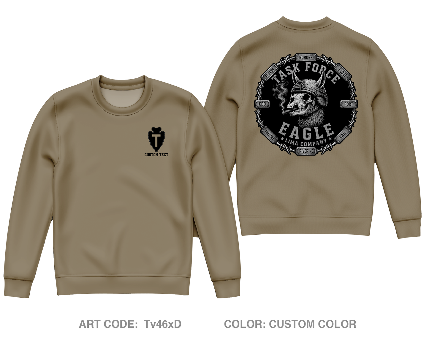 CUSTOM TF Eagle / Lima Company Core Men's Crewneck Performance Sweatshirt - Tv46xD
