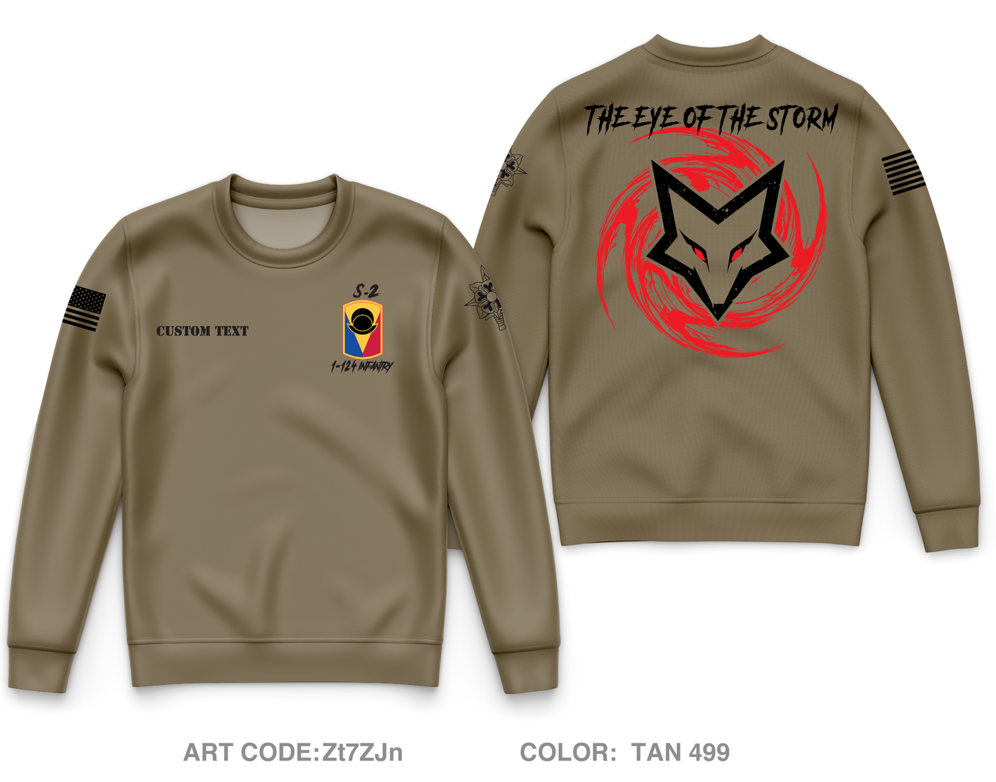 CUSTOM S-2 HHC, 1-124 INFANTRY, 53rd INFANTRY BRIGADE Core Men's Crewneck Performance Sweatshirt - Zt7ZJn