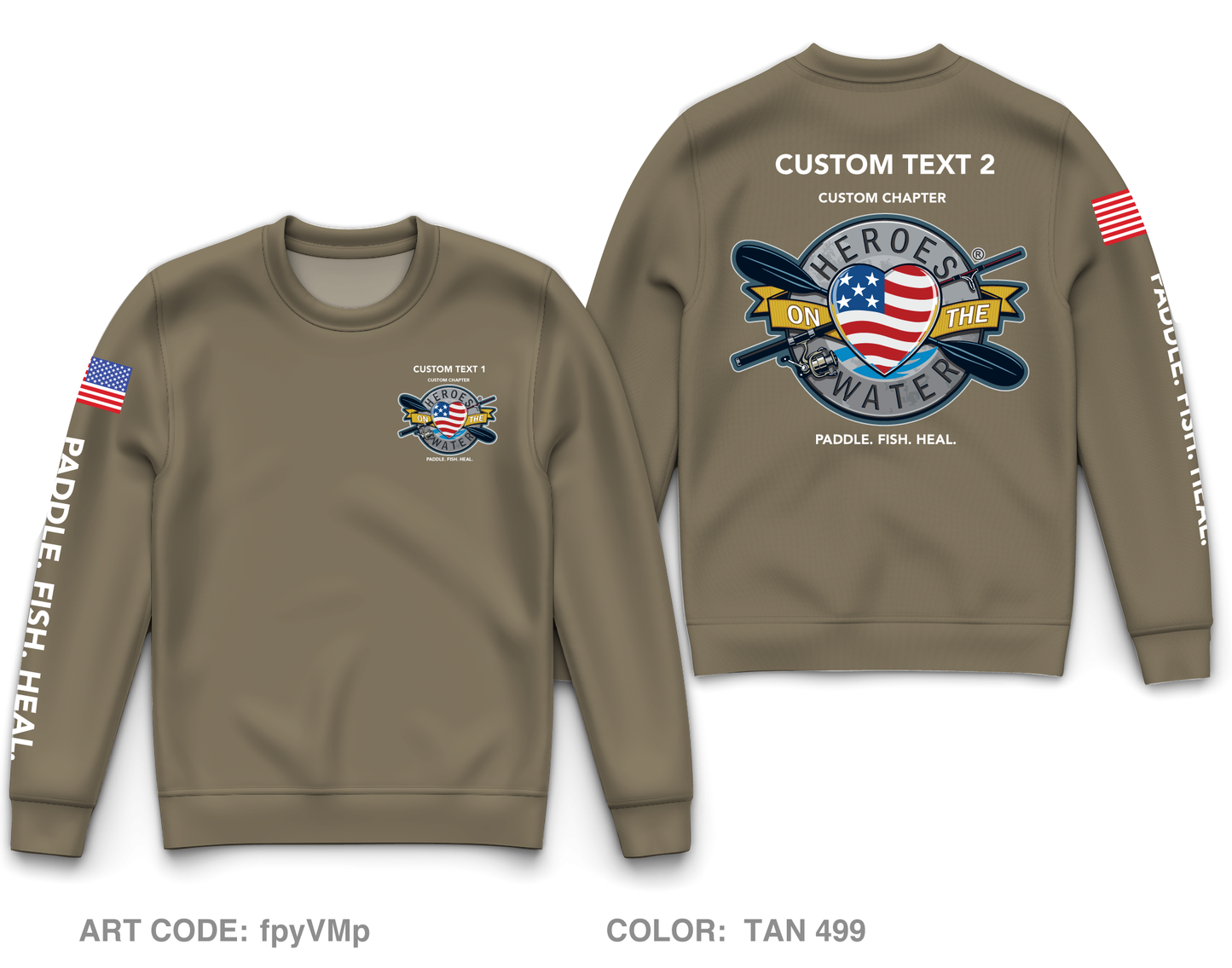 CUSTOM Heroes on the Water National Core Men's Crewneck Performance Sweatshirt