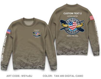 CUSTOM Heroes on the Water National Core Men's Crewneck Performance Sweatshirt - Digital Camo