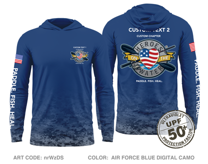 CUSTOM Heroes on the Water National Core Men's UPF 50+ Hooded Performance LS Tee - Digital Camo