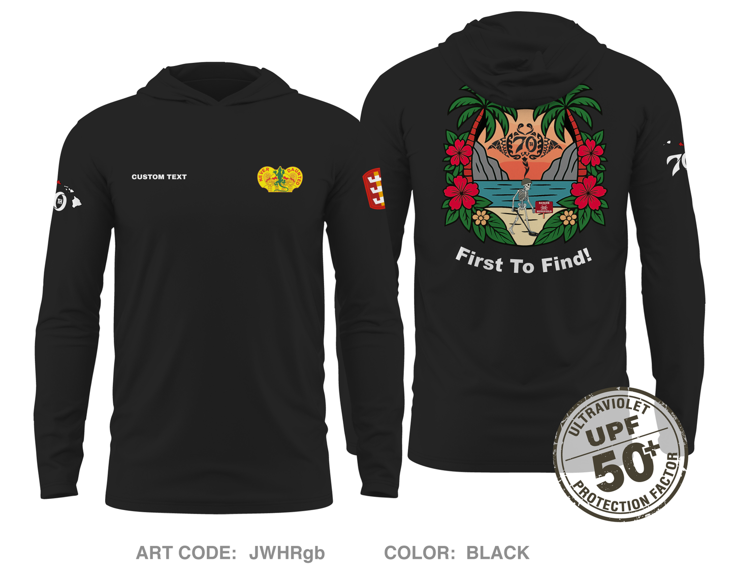 CUSTOM 70th Clearance Company Core Men's UPF 50+ Hooded Performance LS Tee - JWHRgb